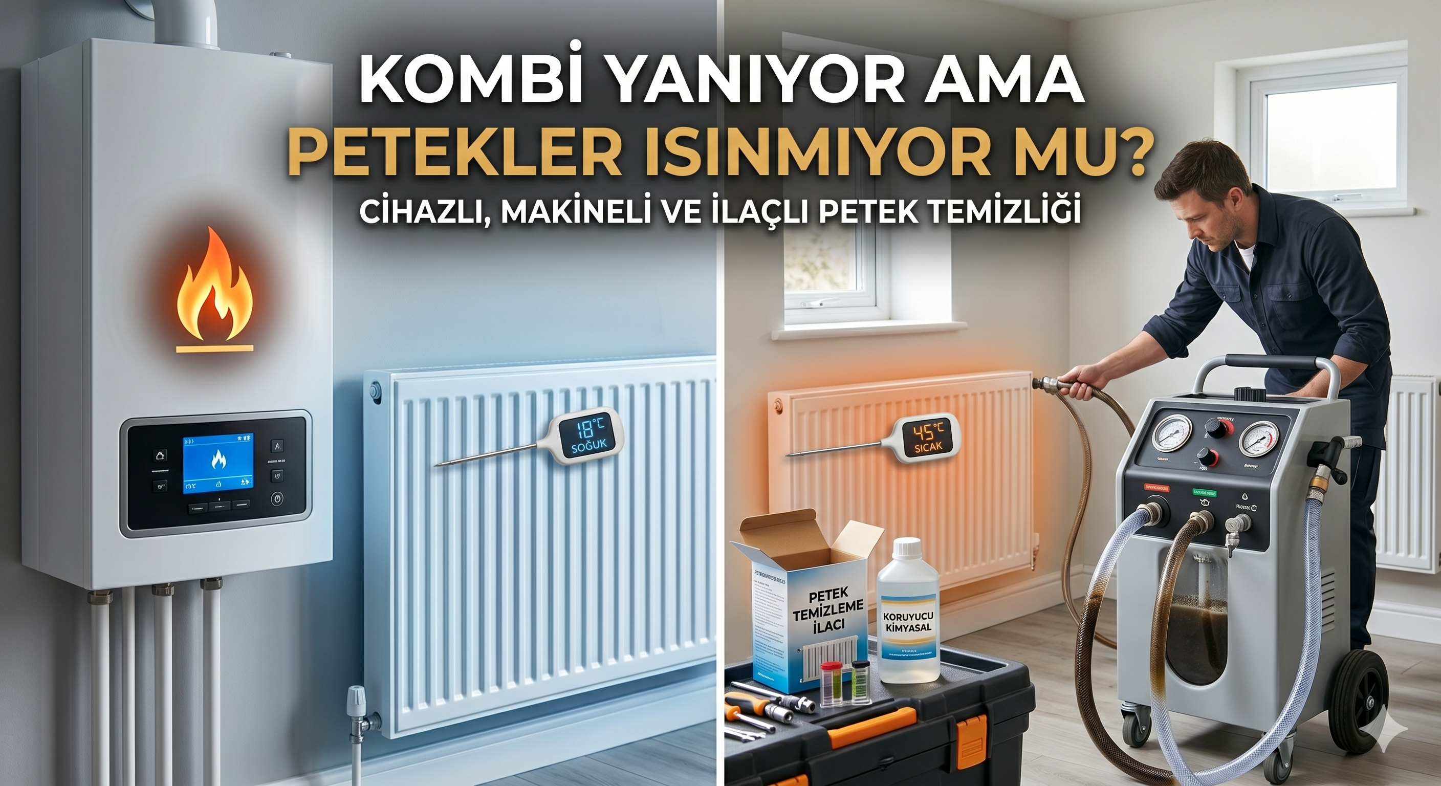 Kombi Yanıyor Ama Petekler Isınmıyor mu? Cihazlı, Makineli ve İlaçlı Petek Temizliği