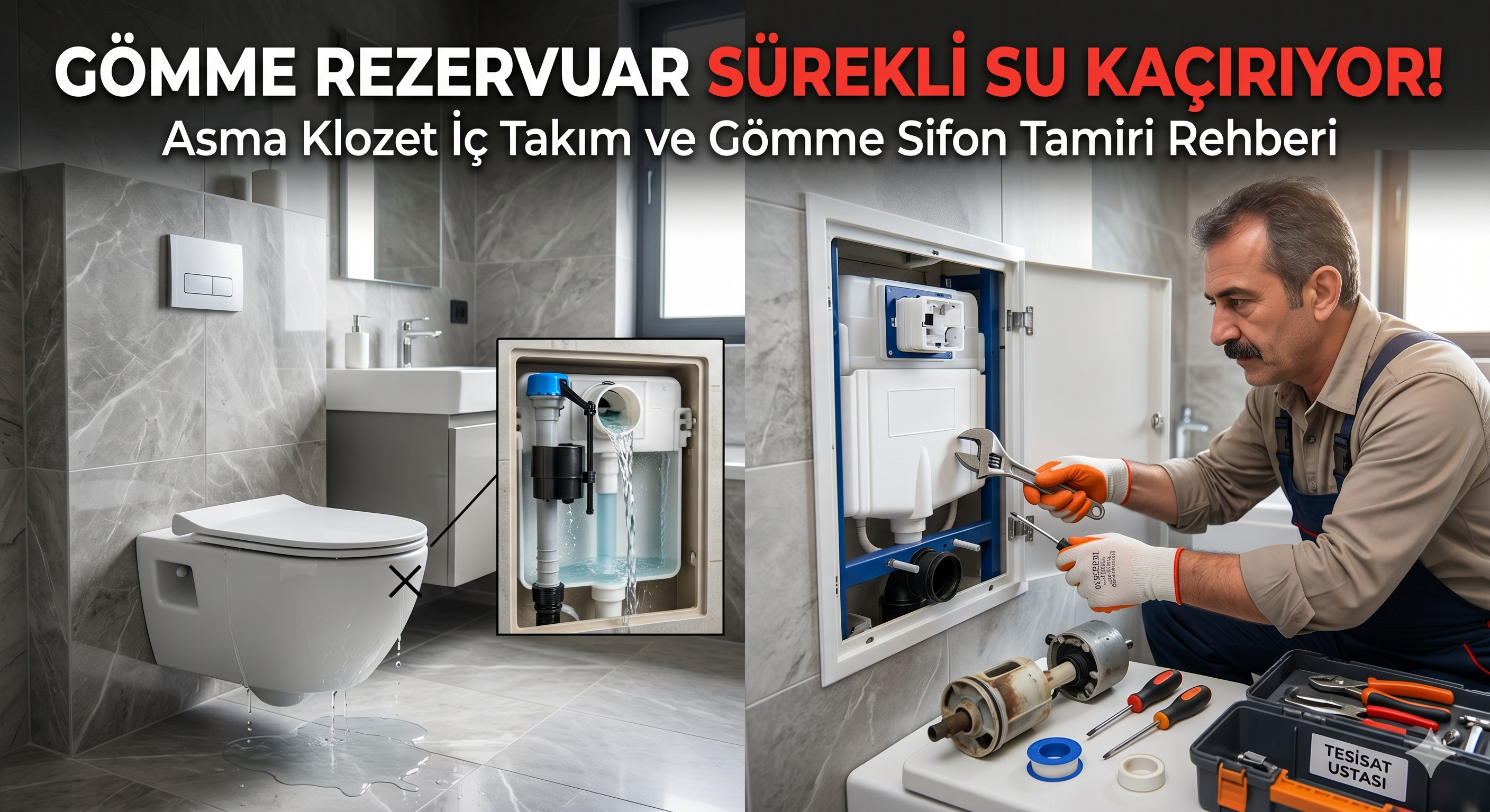Gömme Rezervuar Sürekli Su Kaçırıyor! Asma Klozet İç Takım ve Gömme Sifon Tamiri