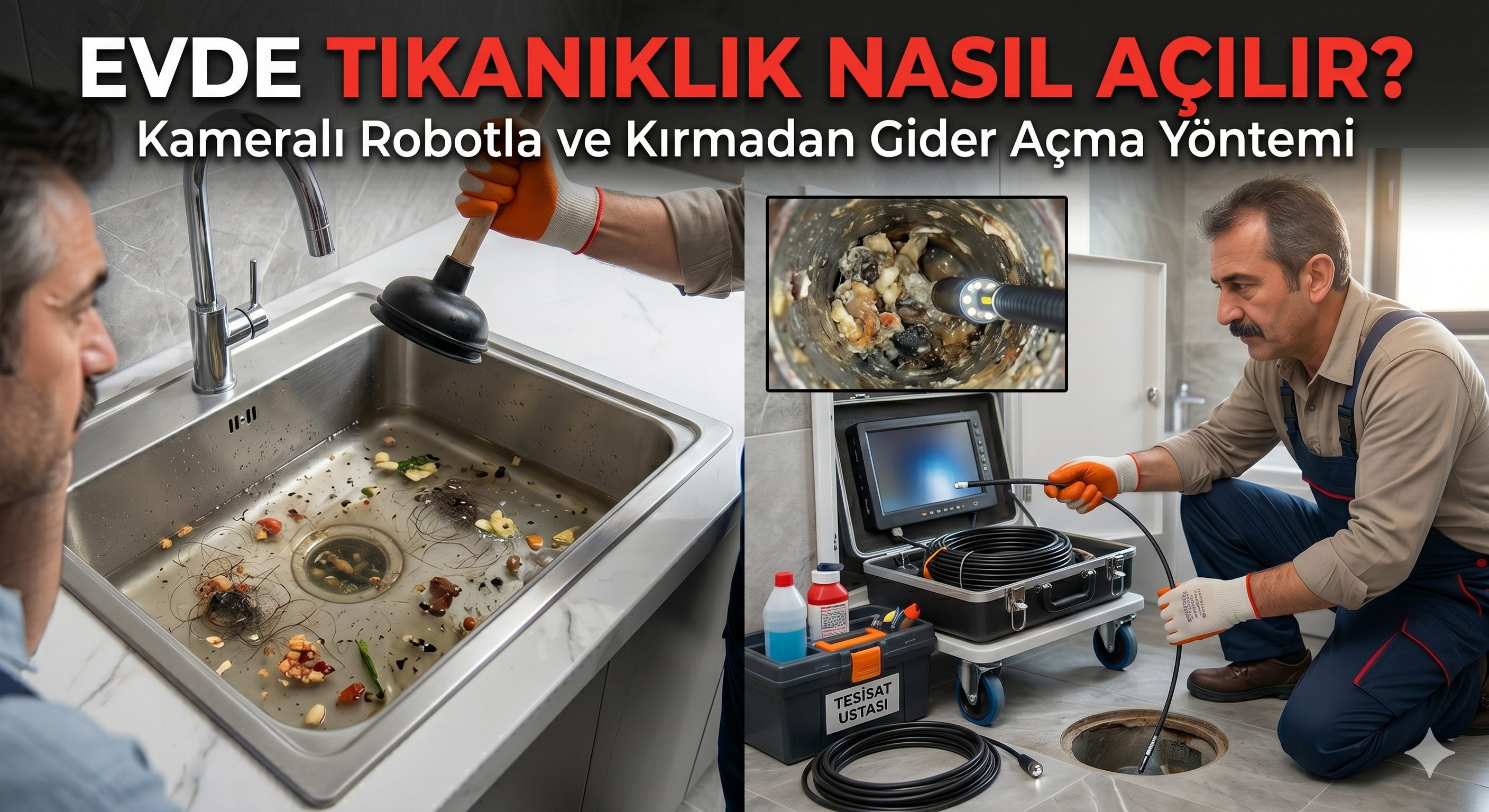 Evde Tıkanıklık Nasıl Açılır? Kameralı Robotla ve Kırmadan Gider Açma Yöntemi